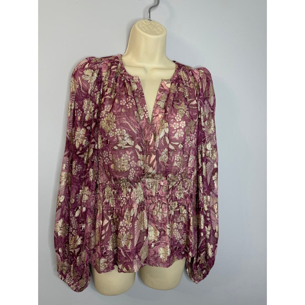 Anthropologie Somerset Floral Chiffon Blouse Floral Women's M New Romantic - Picture 3 of 15